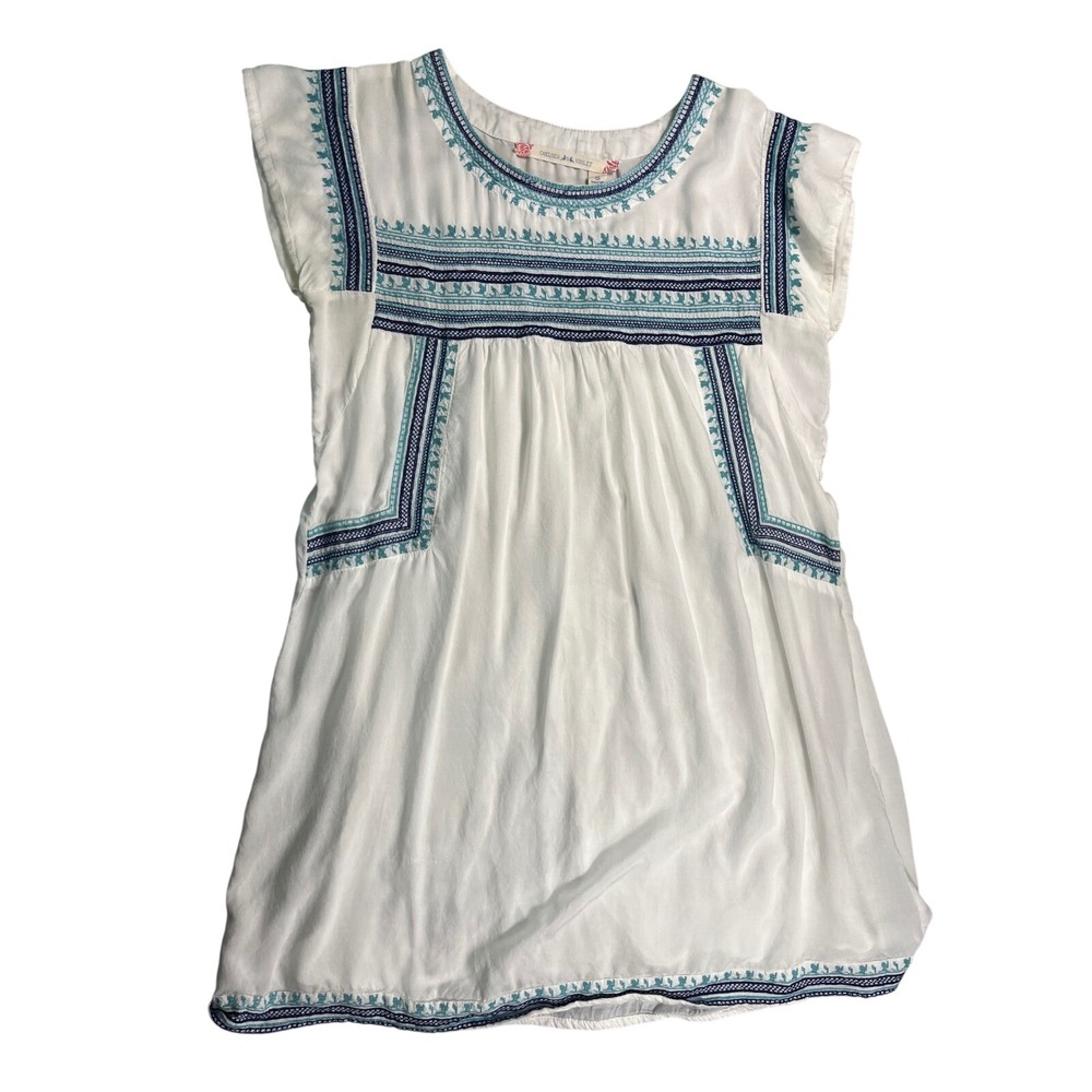 Chelsea & Violet White Embroidered Boho Tunic Dress Small‎